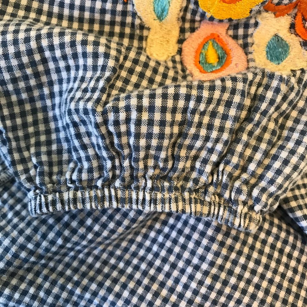 Chadwicks Womens Blue White Checked Embroidered Balloon Long Sleeve Tunic L - Picture 10 of 10